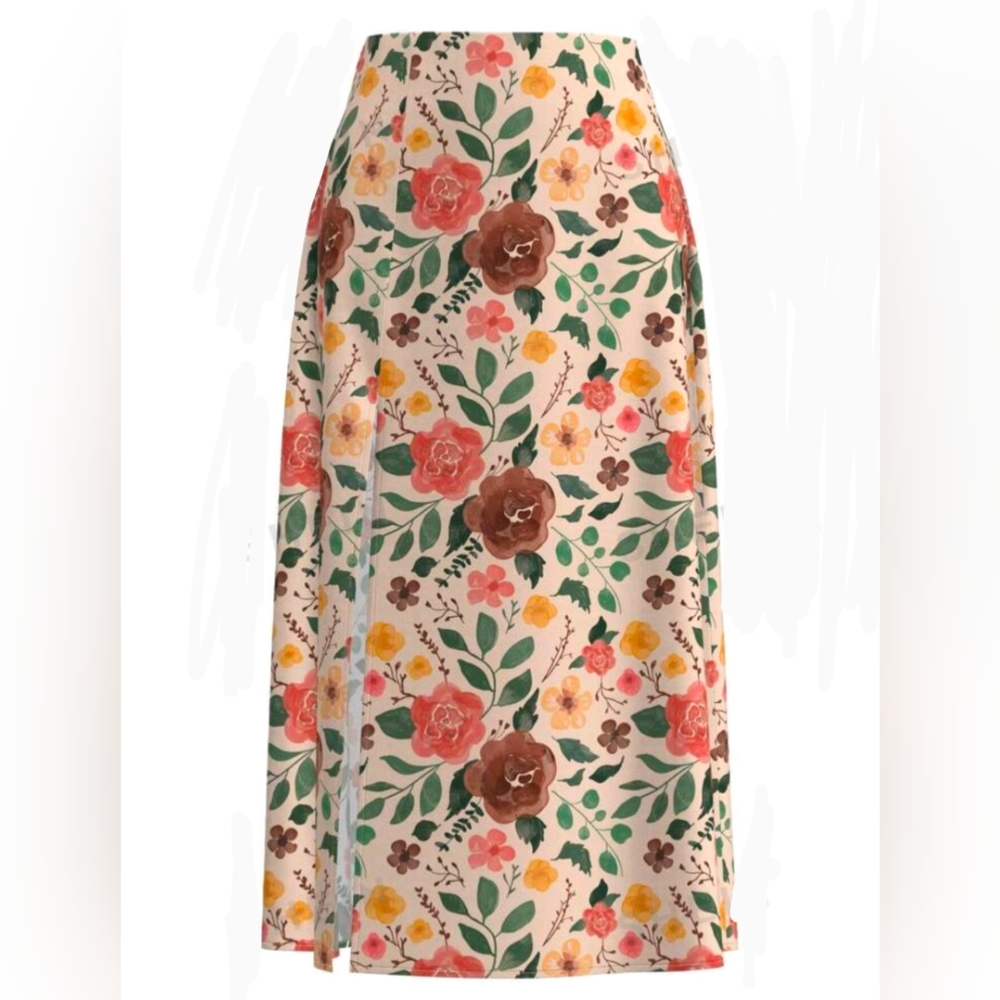 Floral tight split skirt